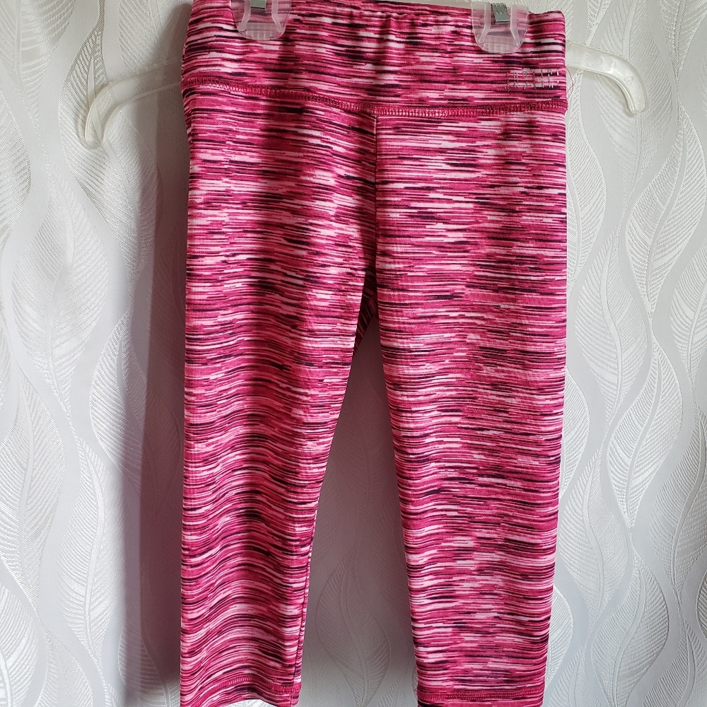 Justice Pink Heathered Striped Active Leggings